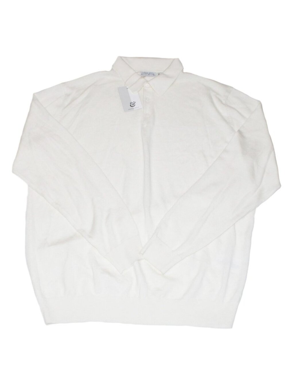 Collars Co Mens Sweater Bellagio Australian Merino Wool LS 3 Button XL White NWT